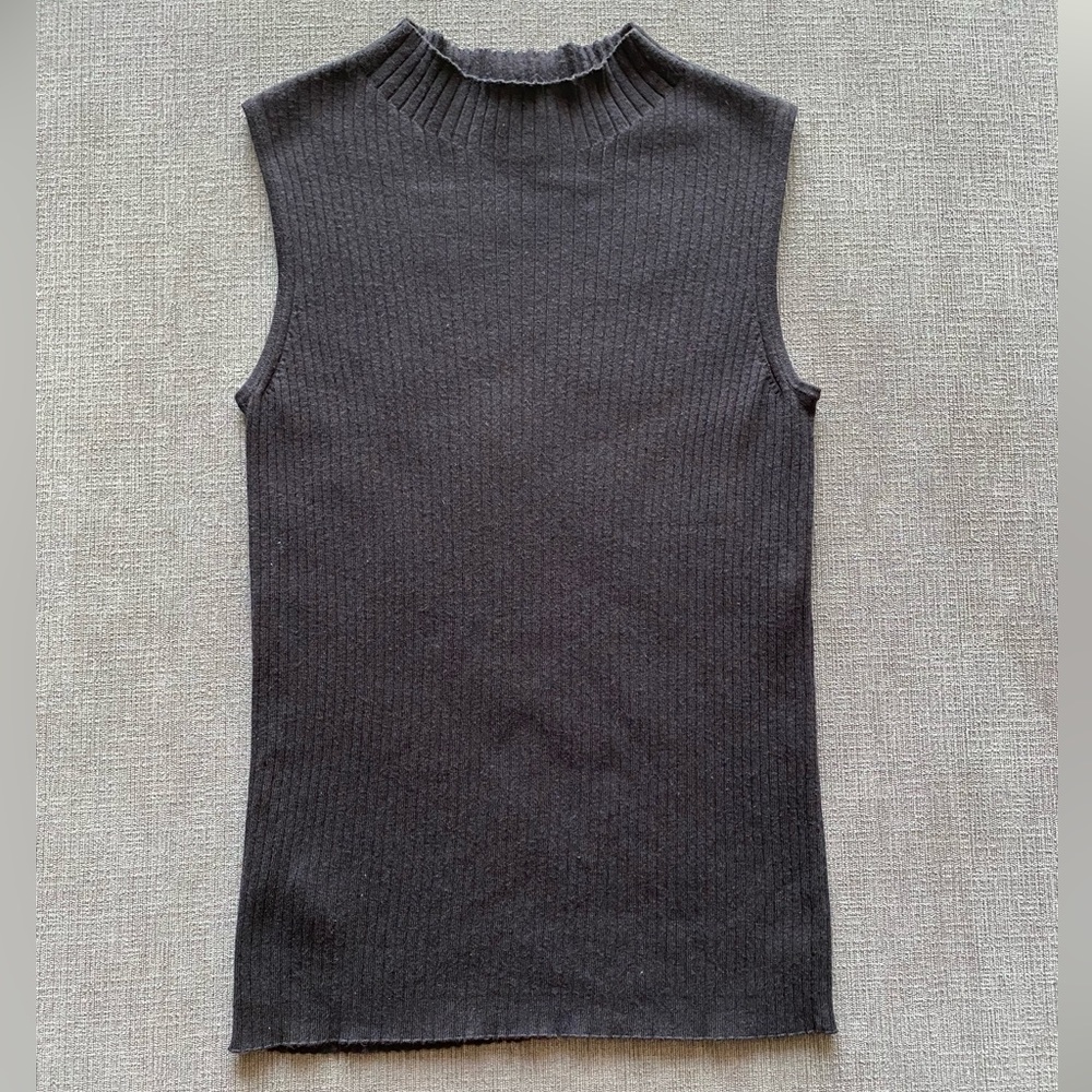Ann Taylor Mock Neck Ribbed Sweater Shell - Picture 2 of 6